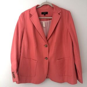 Talbots Size-12W Aberdeen Pike Double Button Blazer Jacket Coral Salmon